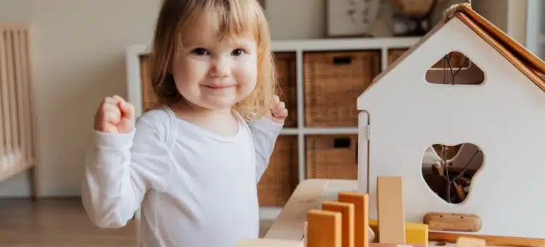 a baby playing