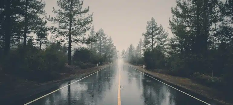 a wet road
