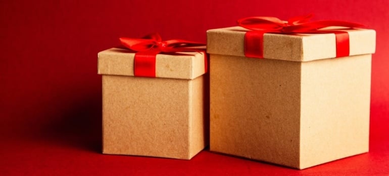 Wrapped boxes for moving during Christmas holidays