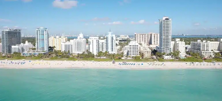 Miami beachfront buildings on a sunny day