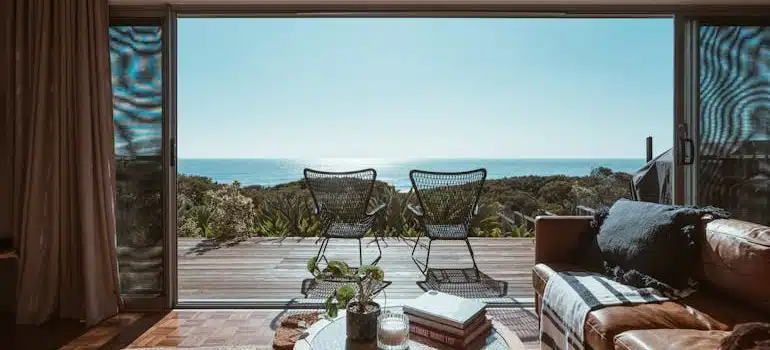 a beautiful sea view from a room