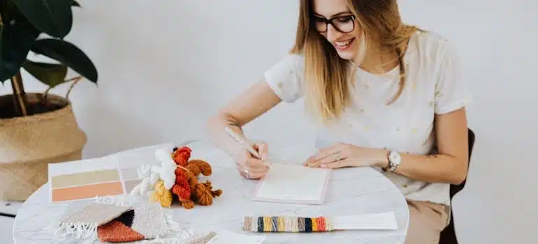 an interior designer making a plan