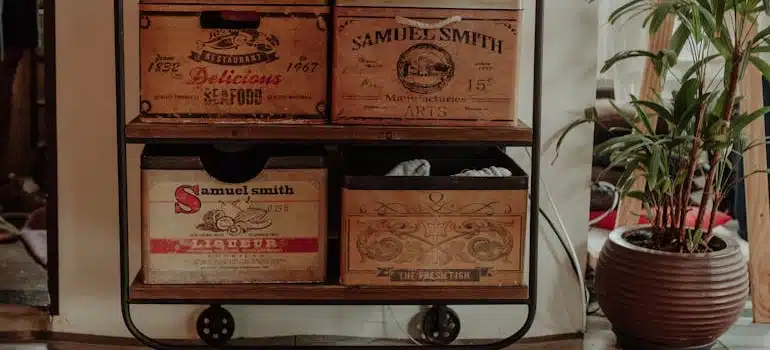 a decorative rolling cart