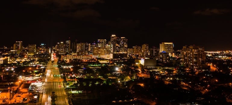 Neon lights in Fort Lauderdale at night.