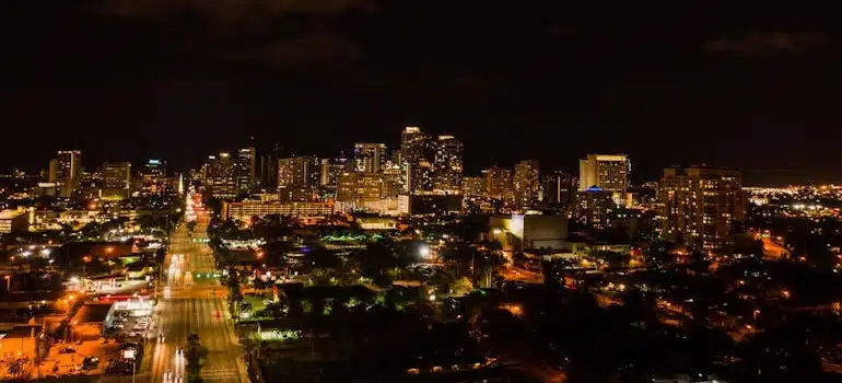 Neon lights in Fort Lauderdale at night.