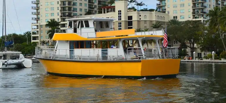 Yellow Tour Boat in Fort Lauderdale Canal