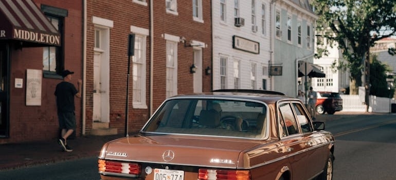 Brown Vintage Mercedes on a Street in Annapolis, MD