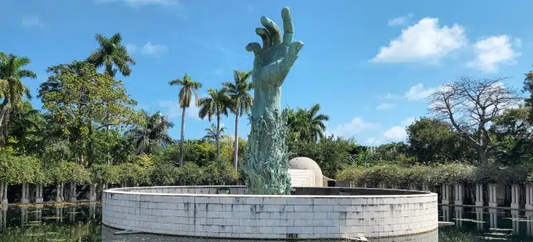 The Holocaust Memorial in Miami Beach, dedicated in 1990, honors the six million Jewish victims of the Holocaust.