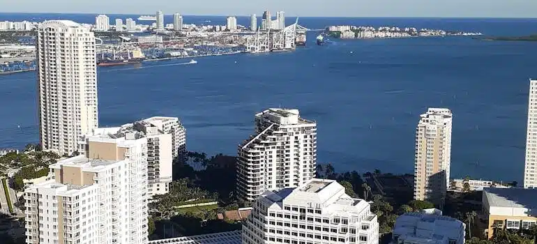 A drone view of indian creek island miami properties