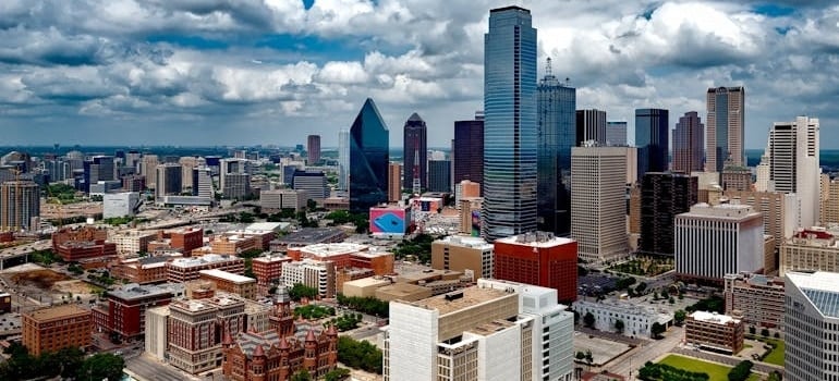 Aerial view of Dallas, TX after moving from Florida to Texas