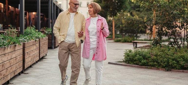 Elderly Couple Walking Together after retiring in Miami